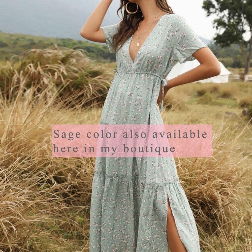 Boho Vintage Floral Print Dress - Picture 5 of 6